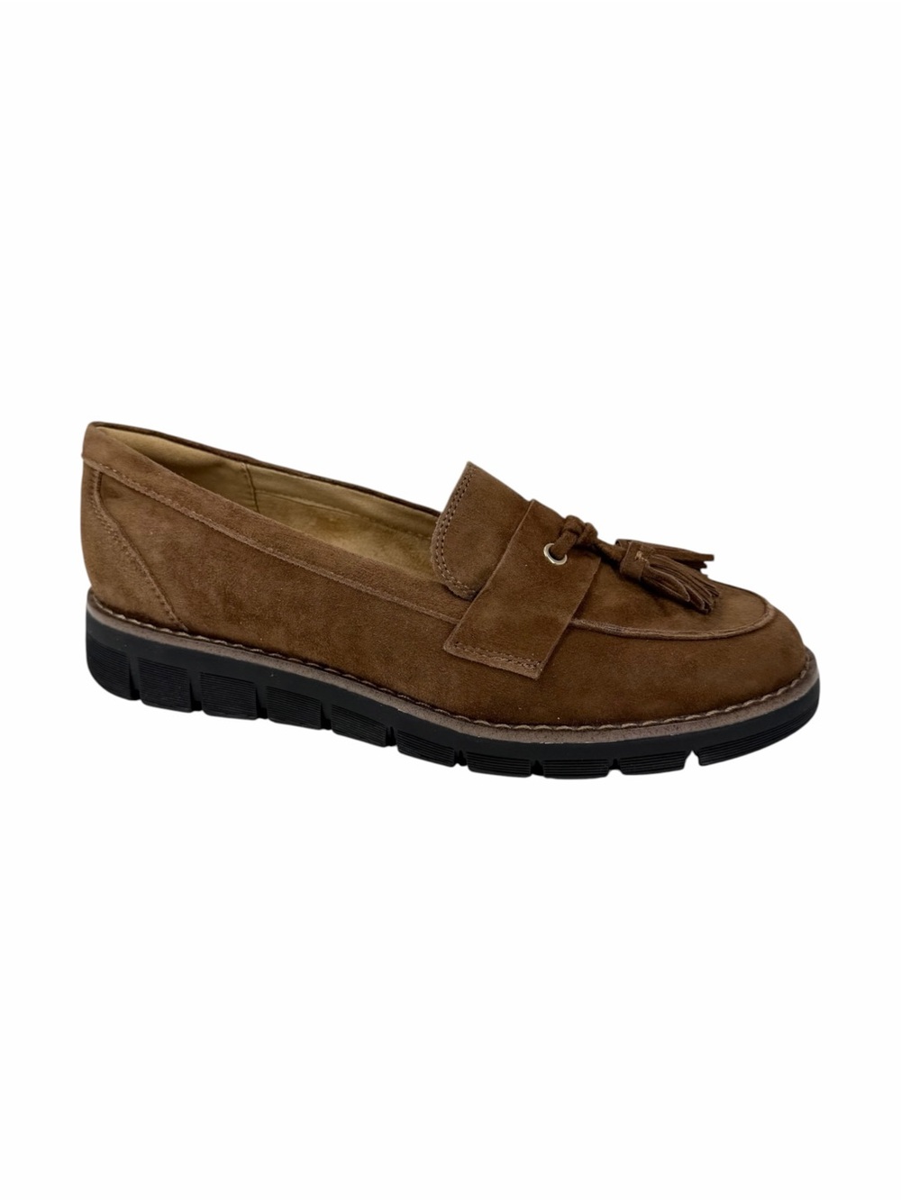 Easy Spirit Women's Vienne eFlex Tassels Slip-On Loafers Cognac Suede Size 7M